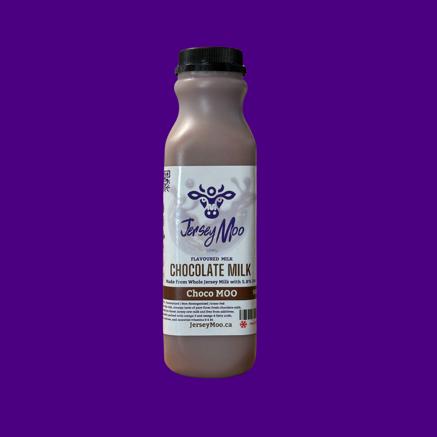 JerseyMoo ChocoMoo Grass-Fed Non-Homogenized Fresh Whole Jersey Cow’s Flavored Milk – Chocolate – 500ml (A2 Milk)