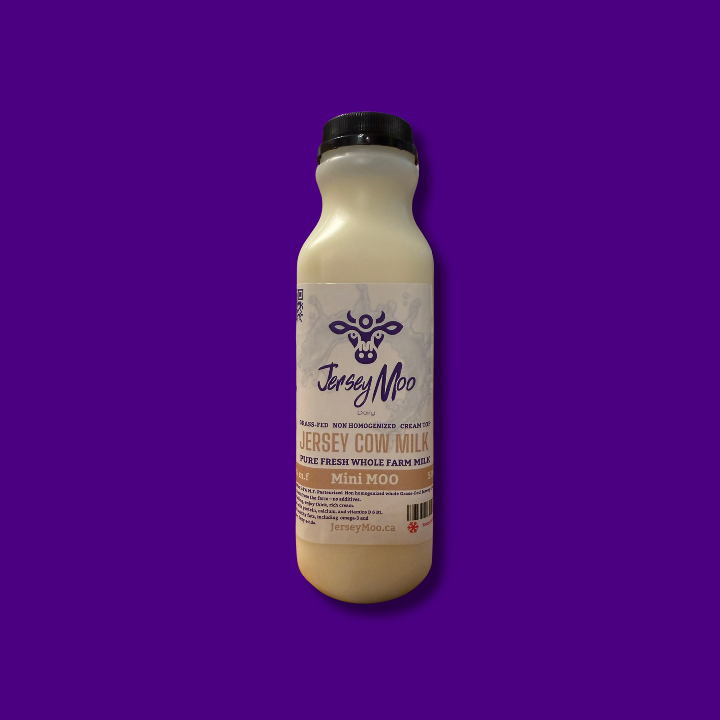 JerseyMoo Mini Moo Grass-Fed Non-Homogenized Fresh Whole Jersey Cow’s Milk – 500ml (A2 Milk)