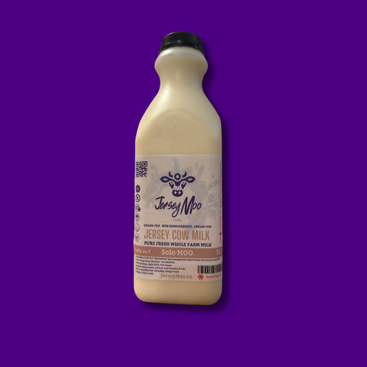 JerseyMoo Solo Moo Grass-Fed Non-Homogenized Fresh Whole Jersey Cow’s Milk – 1 Liter (A2 Milk)
